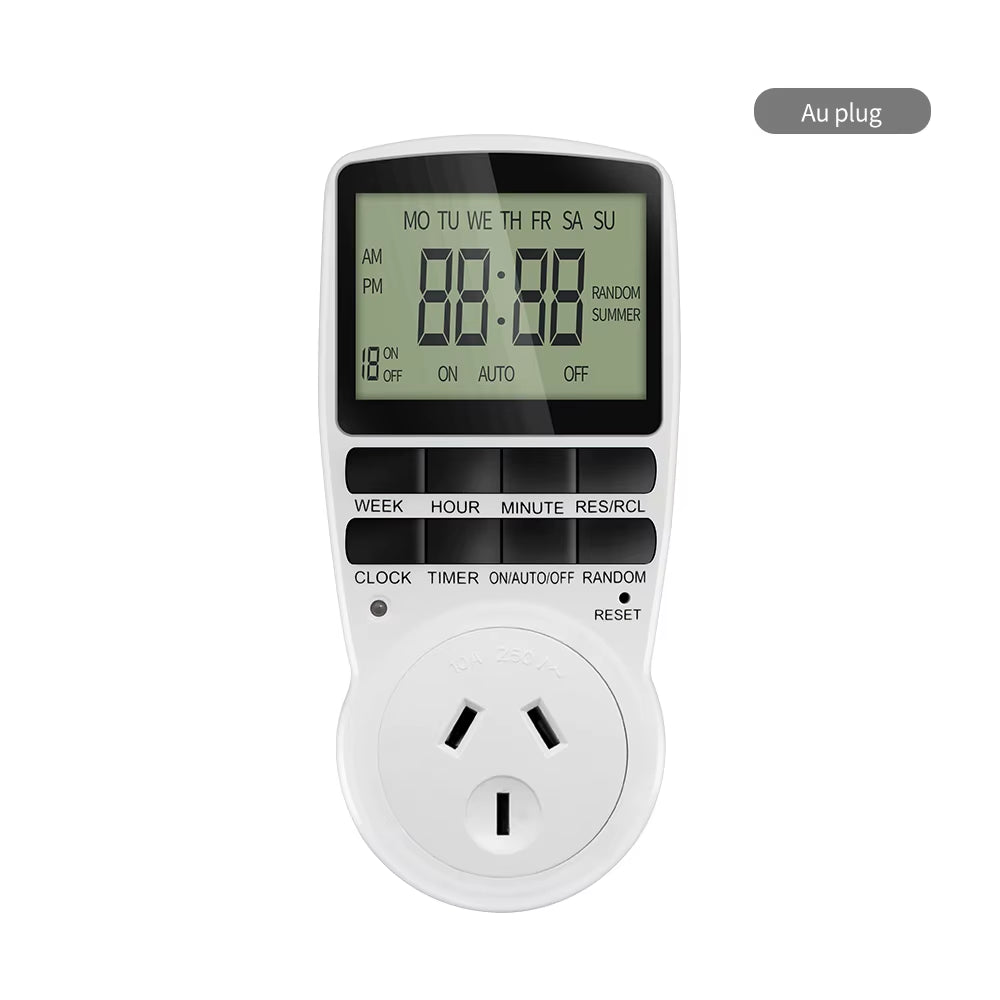 Electronic Digital Timer Switch 12/24 Hour Programmable Timing Socket 220V Kitchen Timer Outlet Time Control EU UK US AU FR Plug