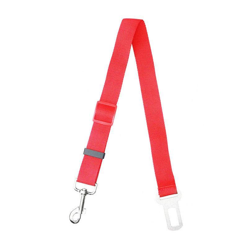 Adjustable Pet Harness Lead for Car Travel with Clip Attachment Nylon Restraint Strap - Red