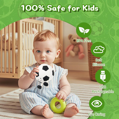 Soccer Night Light for Boy, Light up Soft Silicone LED Football Lamp, Rechargeable with Timer Dimmable, Portable Nursery Bedroom Table Decor, Gifts for Kid Teen Sport Fans Birthday Christmas