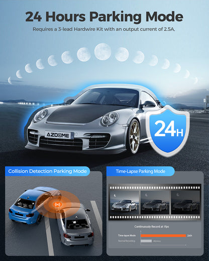 AZDOME 4K+1080P Dual Dashcam 5Gwifi GPS Front and Rear Recorder Camera Free Card