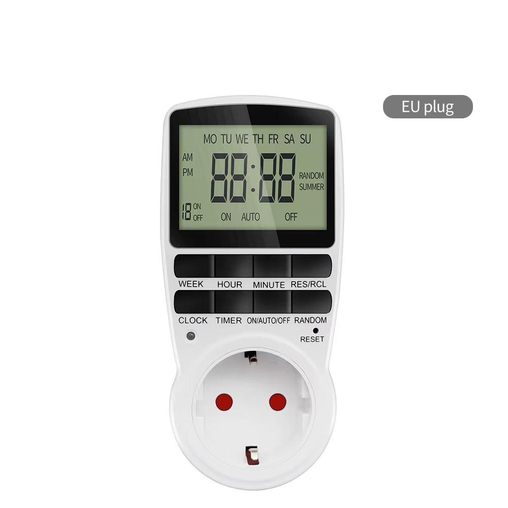 Electronic Digital Timer Switch 12/24 Hour Programmable Timing Socket 220V Kitchen Timer Outlet Time Control EU UK US AU FR Plug