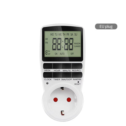 Electronic Digital Timer Switch 12/24 Hour Programmable Timing Socket 220V Kitchen Timer Outlet Time Control EU UK US AU FR Plug
