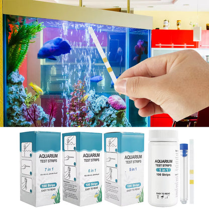 100Pcs 7 in 1 Water Quality Test Strips Fish Tank Test Kit Nitrate/Ph Total Hardness Test Strip Aquarium Water for Pisciculture