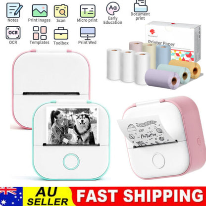 Mini Pocket Thermal Printer Bluetooth Wireless Photo Notes Inkless Sticker Paper