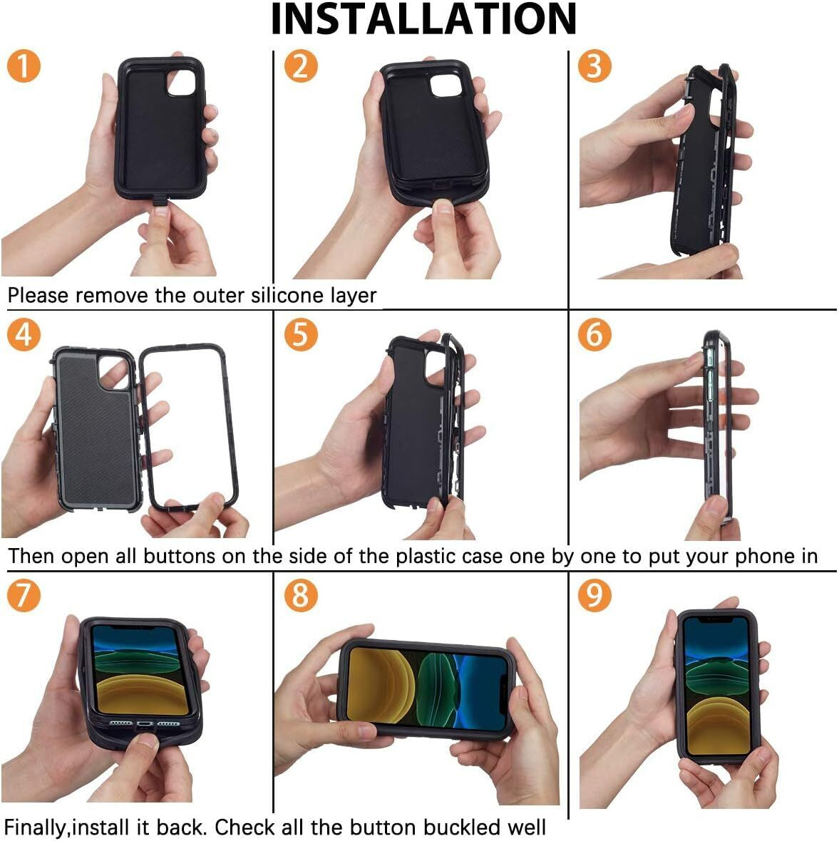 For Iphone 16 14 13 11 15 17 Pro Max 16E Case Rugged Shockproof Heavy Duty Cover