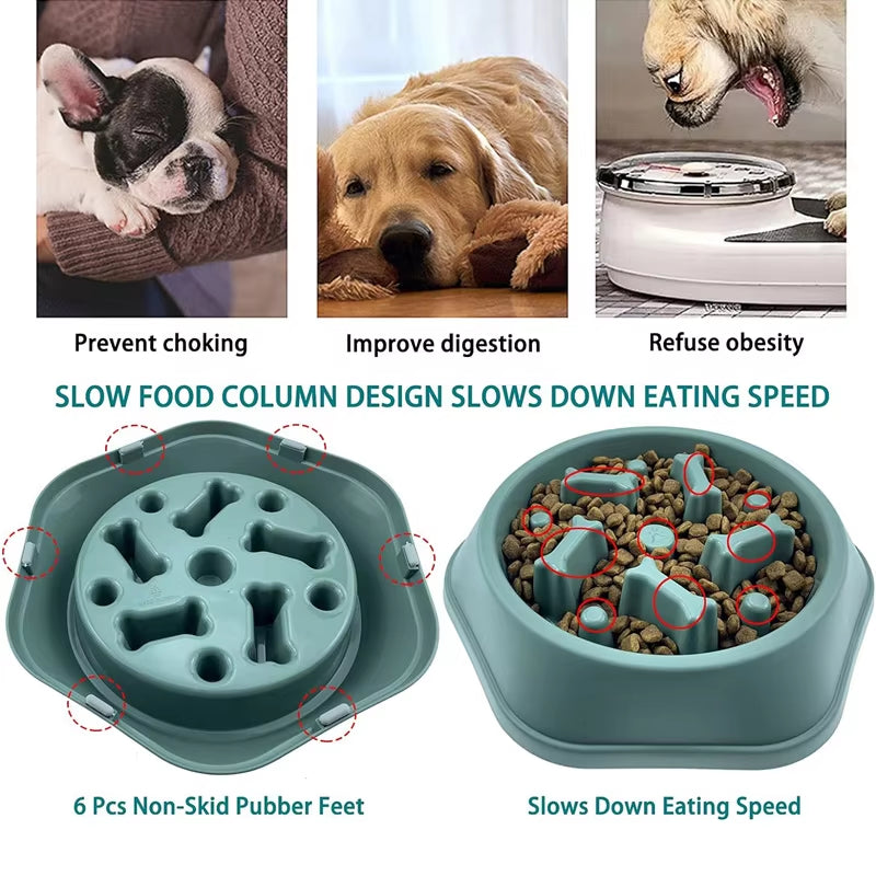 Slow Feeder Dog Bowl Anti-Choking Puppy Food Bowl Anti-Slip Pet Slow Eating Dog Dishes Puzzle Feeders for Dogs Small Medium