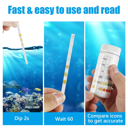 100Pcs 7 in 1 Water Quality Test Strips Fish Tank Test Kit Nitrate/Ph Total Hardness Test Strip Aquarium Water for Pisciculture