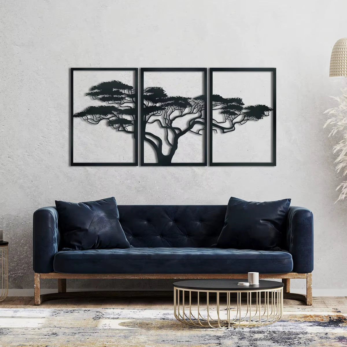 3Pcs Black Metal Wall Art Decor Tree of Life Metal Tree Wall Art Tree Sign Metal Wall Decoration Housewarming Hanging Wall Art
