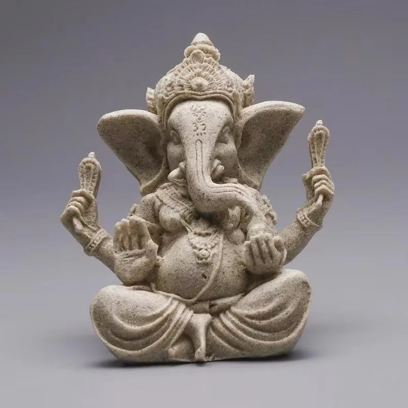 Sandstone Ganesha Buddha Elephant Statue Sculpture Handmade Elephant Figurine Home Decoration Accessories