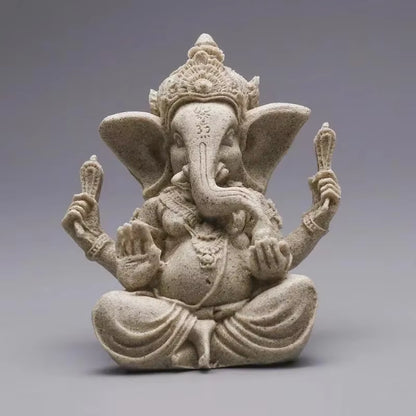 Sandstone Ganesha Buddha Elephant Statue Sculpture Handmade Elephant Figurine Home Decoration Accessories