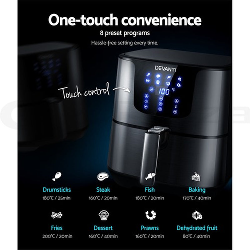 Devanti Air Fryer 7L LCD Fryers Kitchen Oven Airfryer Oil Free Healthy Cooker