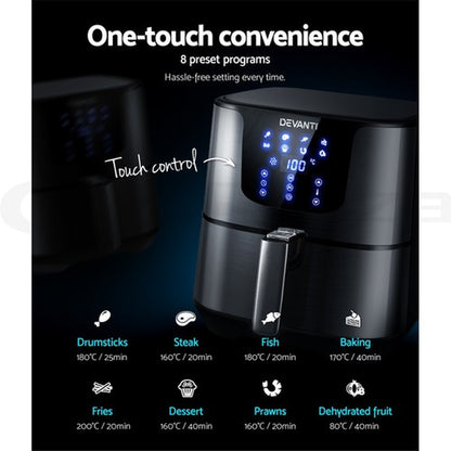 Devanti Air Fryer 7L LCD Fryers Kitchen Oven Airfryer Oil Free Healthy Cooker