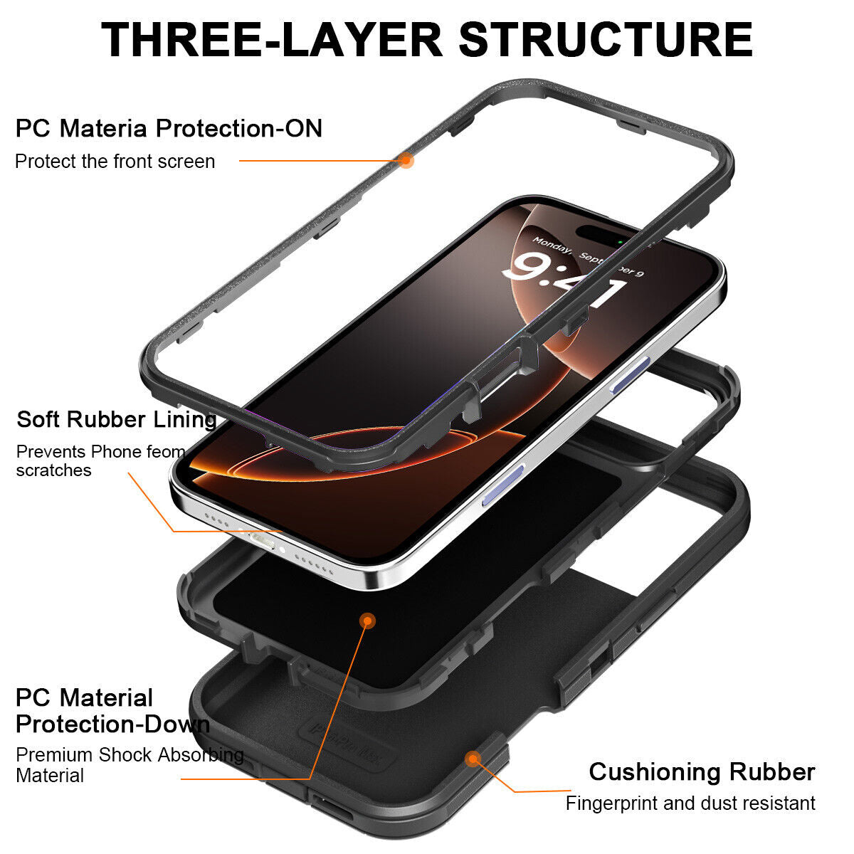 For Iphone 16 14 13 11 15 17 Pro Max 16E Case Rugged Shockproof Heavy Duty Cover