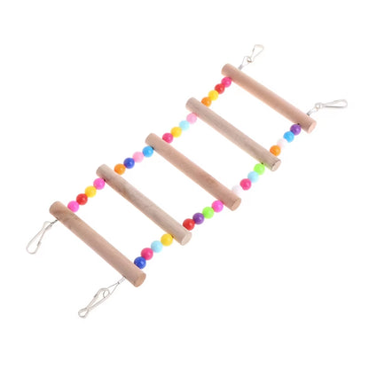 Birds Pets Parrots Ladders Climbing Toy Hanging Colorful Balls with Natural Wood Parrot Toys for Conures Parakeets Cockatiels