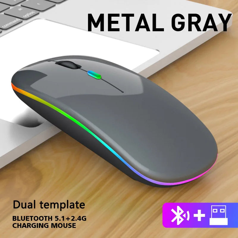 Wireless Mouse for Laptop PC Bluetooth RGB Rechargeable Mouses Wireless Computer Silent Mice LED Backlit Ergonomic Gaming Mouse
