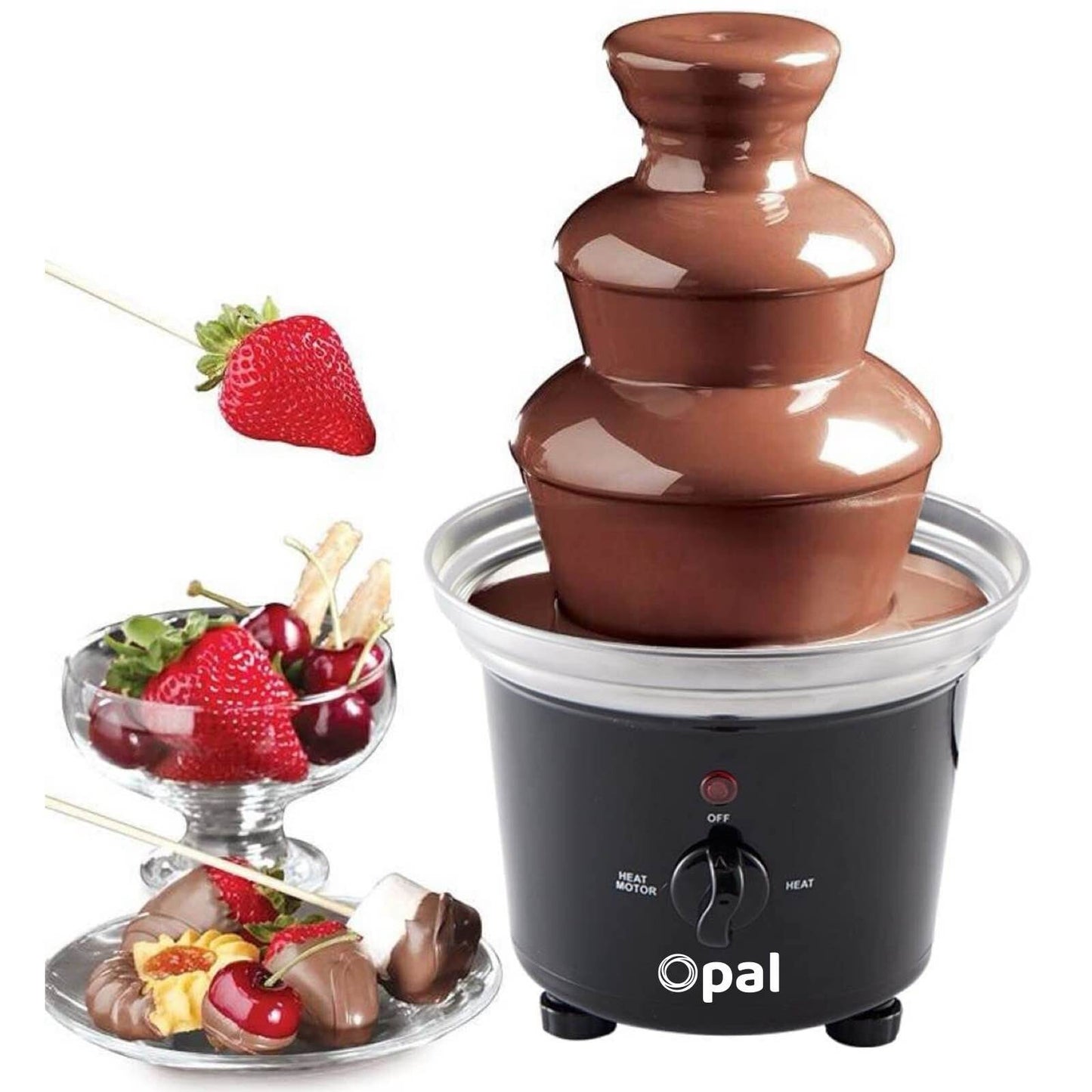 New Large 3-Tier Stainless Steel Chocolate Fondue Fountain with 500Ml Capacity