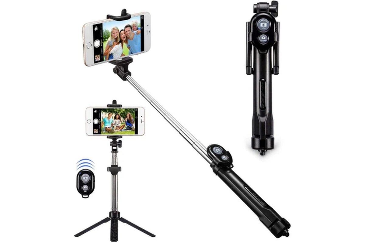 COSTCOM Unipod Selfie Stick Handheld Tripod Bluetooth Shutter Remote for Phone Universal, Black