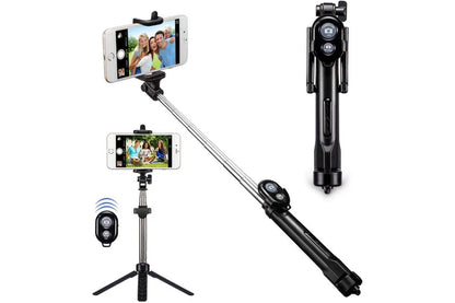 COSTCOM Unipod Selfie Stick Handheld Tripod Bluetooth Shutter Remote for Phone Universal, Black
