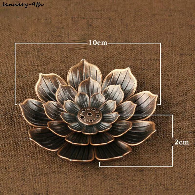 3 In1 Incense Stick Holder Alloy Lotus Line Incense Burner Yoga Sage Sandalwood Coil Base Bronze Crafs Home Decor Christmas Gift