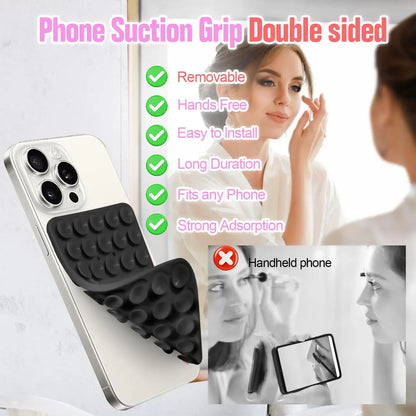 Universal Suction Cup Phone Holder Case Mount Double-Sided Silicon Sticky Phone Stand Android Selfies Hands-Free Strong Grip