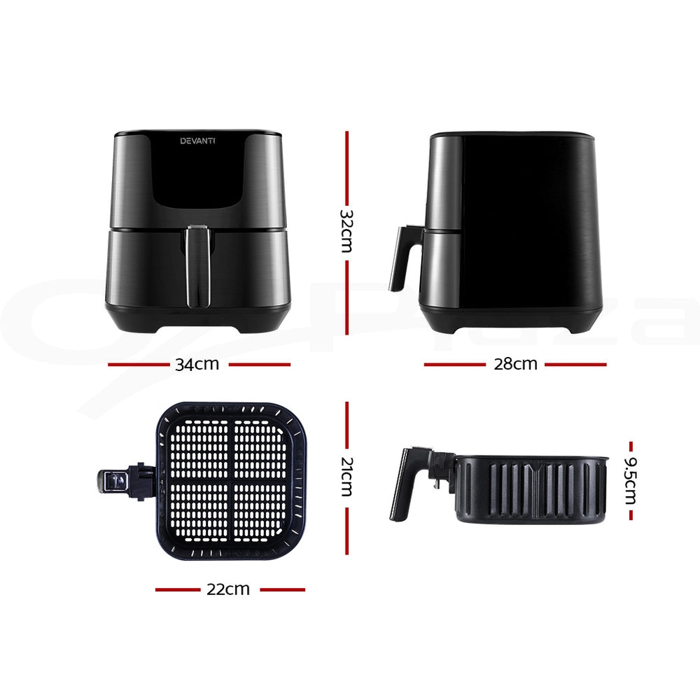 Devanti Air Fryer 7L LCD Fryers Kitchen Oven Airfryer Oil Free Healthy Cooker