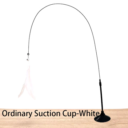 Interactive Cat Toy Handfree Cat Stick Playing Kitten Playing Teaser Wand Toy Suction Cup Bird/Feather Cat Wand Pet Supplies