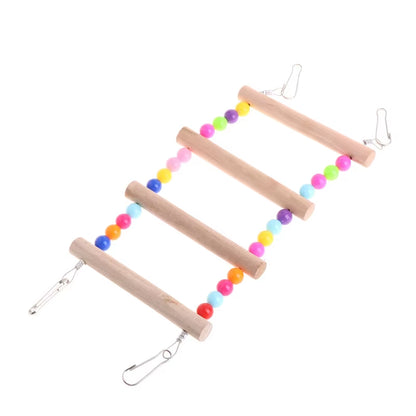 Birds Pets Parrots Ladders Climbing Toy Hanging Colorful Balls with Natural Wood Parrot Toys for Conures Parakeets Cockatiels