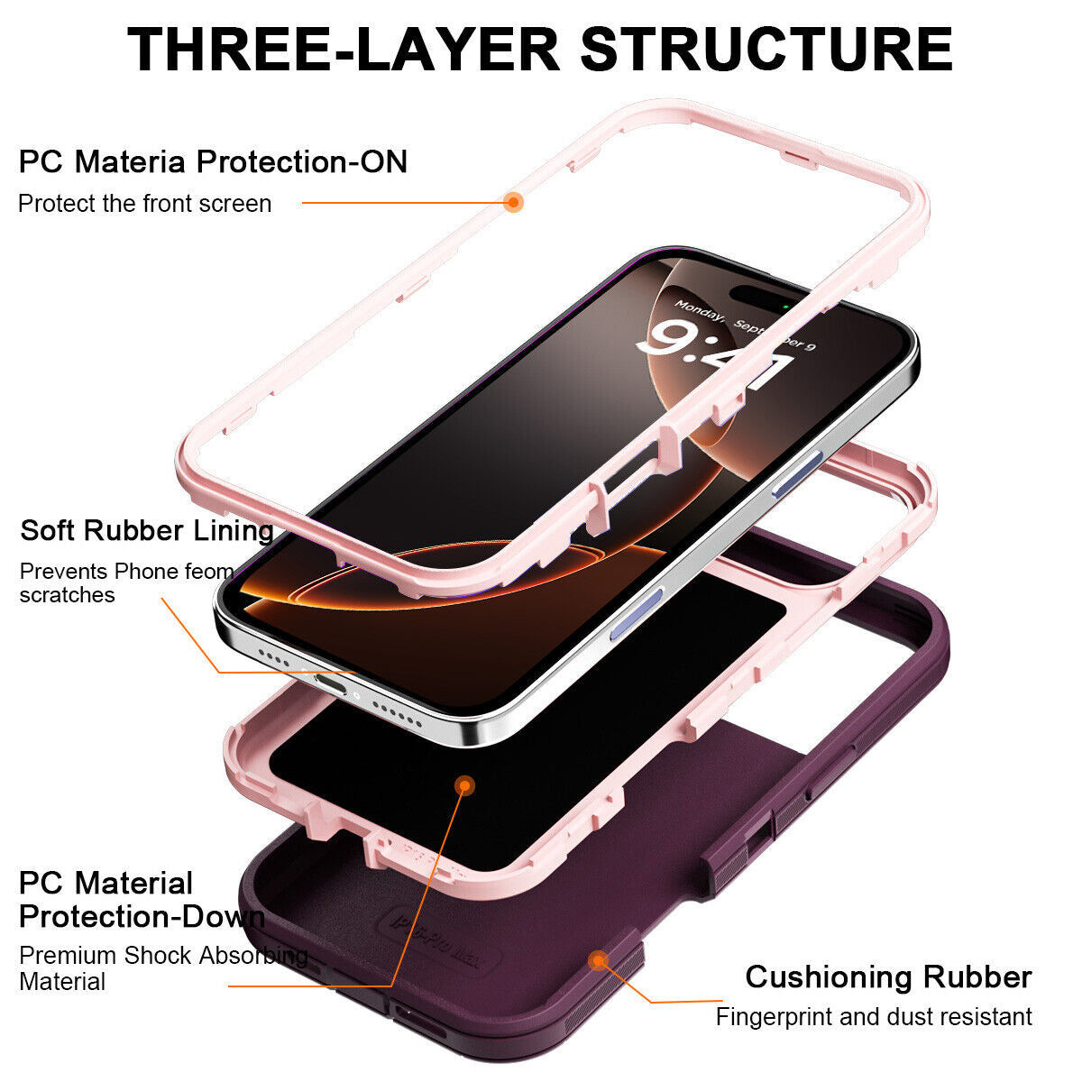 For Iphone 16 14 13 11 15 17 Pro Max 16E Case Rugged Shockproof Heavy Duty Cover