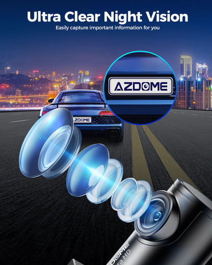 AZDOME 4K+1080P Dual Dashcam 5Gwifi GPS Front and Rear Recorder Camera Free Card