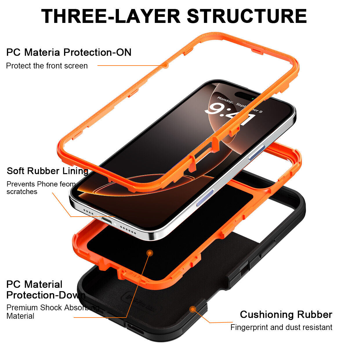 For Iphone 16 14 13 11 15 17 Pro Max 16E Case Rugged Shockproof Heavy Duty Cover