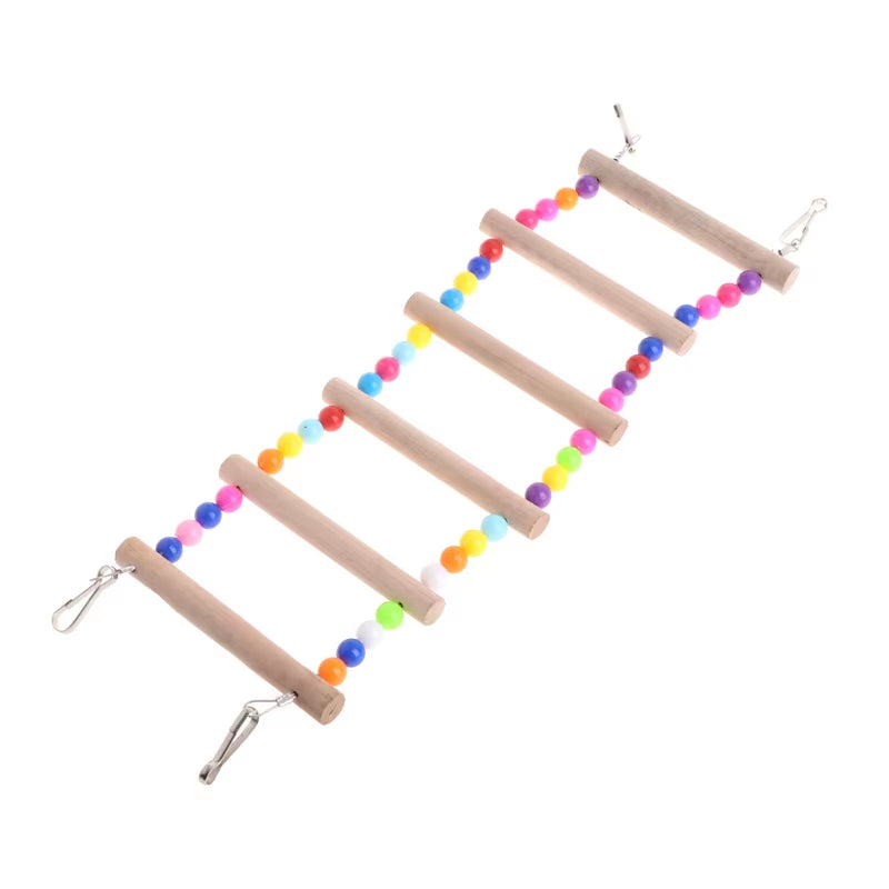 Birds Pets Parrots Ladders Climbing Toy Hanging Colorful Balls with Natural Wood Parrot Toys for Conures Parakeets Cockatiels