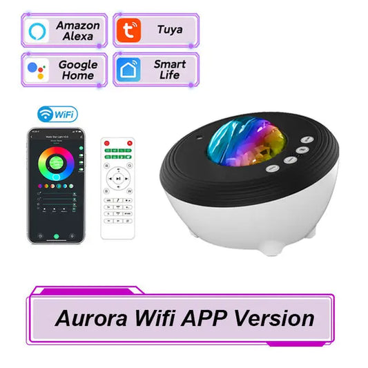 Star Projector LED Aurora Projector Bluetooth Speaker Night Light White Noise Galaxy Projector for Bedroom Kids Decoration Home