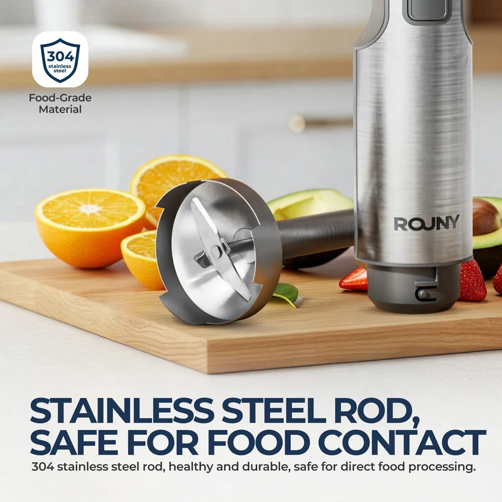 4-In-1 Hand Immersion Blender 1000W Powerful, Stainless Steel Stick Food Mixer,700Ml Mixing Beaker,500Ml Processor, Whisk