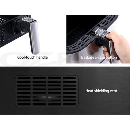 Devanti Air Fryer 7L LCD Fryers Kitchen Oven Airfryer Oil Free Healthy Cooker