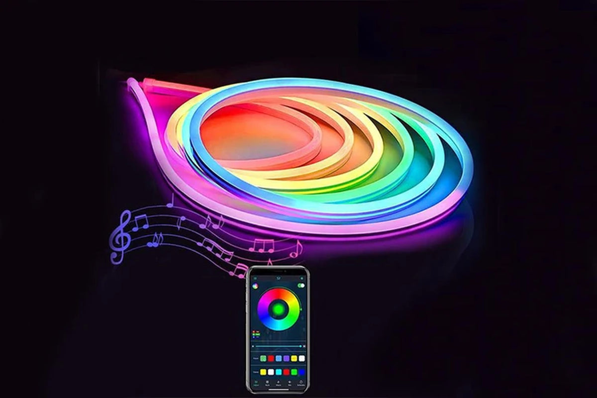 3M LED Neon Strip Lights LED Strip Lights with App Control or Wifi Outdoor LED Strip Lights Neon Rope Lights Smart LED Strip Lights for Indoor Outdoor Home Decor -Bluetooth APP