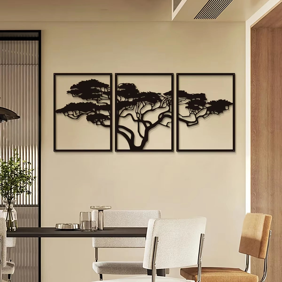 3Pcs Black Metal Wall Art Decor Tree of Life Metal Tree Wall Art Tree Sign Metal Wall Decoration Housewarming Hanging Wall Art