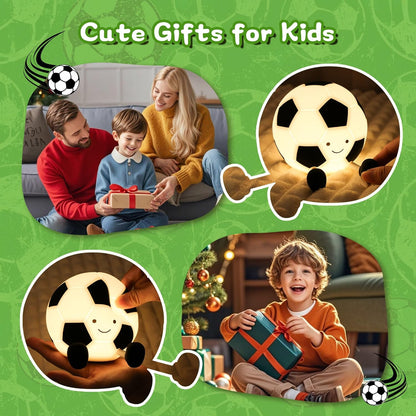 Soccer Night Light for Boy, Light up Soft Silicone LED Football Lamp, Rechargeable with Timer Dimmable, Portable Nursery Bedroom Table Decor, Gifts for Kid Teen Sport Fans Birthday Christmas