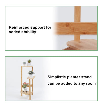 3 Tier Plant Stand Corner Bamboo Plant Shelf Rack Pot Stand Holder Indoor Plant Ladder Shelf Flower Display Rack
