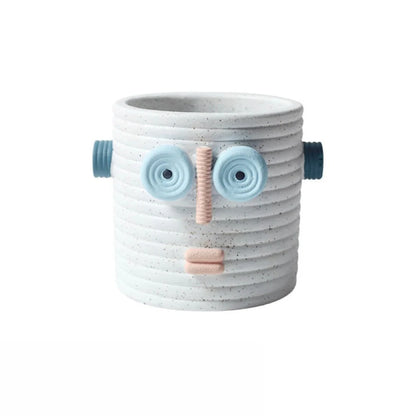 Dummy Robot Plant Flower Pot, Handmade Indoor / Outdoor Whimsical Ceramic Pots