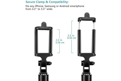 COSTCOM Unipod Selfie Stick Handheld Tripod Bluetooth Shutter Remote for Phone Universal, Black