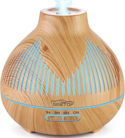 Oil Diffuser, 400ML Essential Oil Diffuser, 6 in 1 Diffuser & Humidifier with 3 Mist Modes & 5 Timers, Intermittent Mode up to 24H+, 14 Colors Mood Light, BPA Free for Baby, Kids, Yoga, Gift