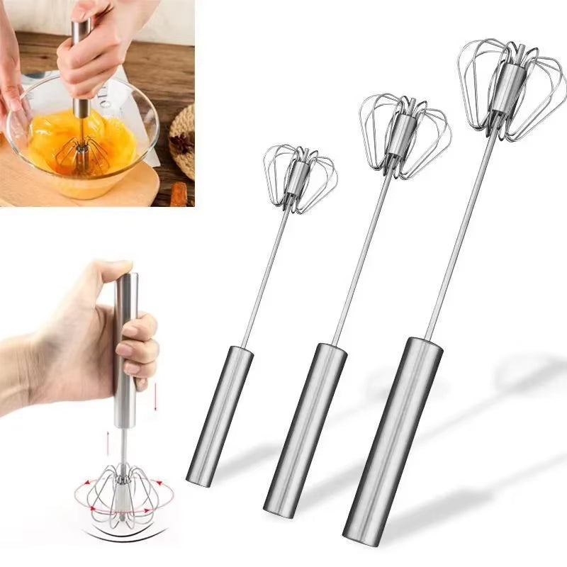 10/12/14Inch Stainless Steel Semi Automatic Whisk Blender for Home -Versatile Tool for Egg Beater, Milk Frother, Hand Push Whisk