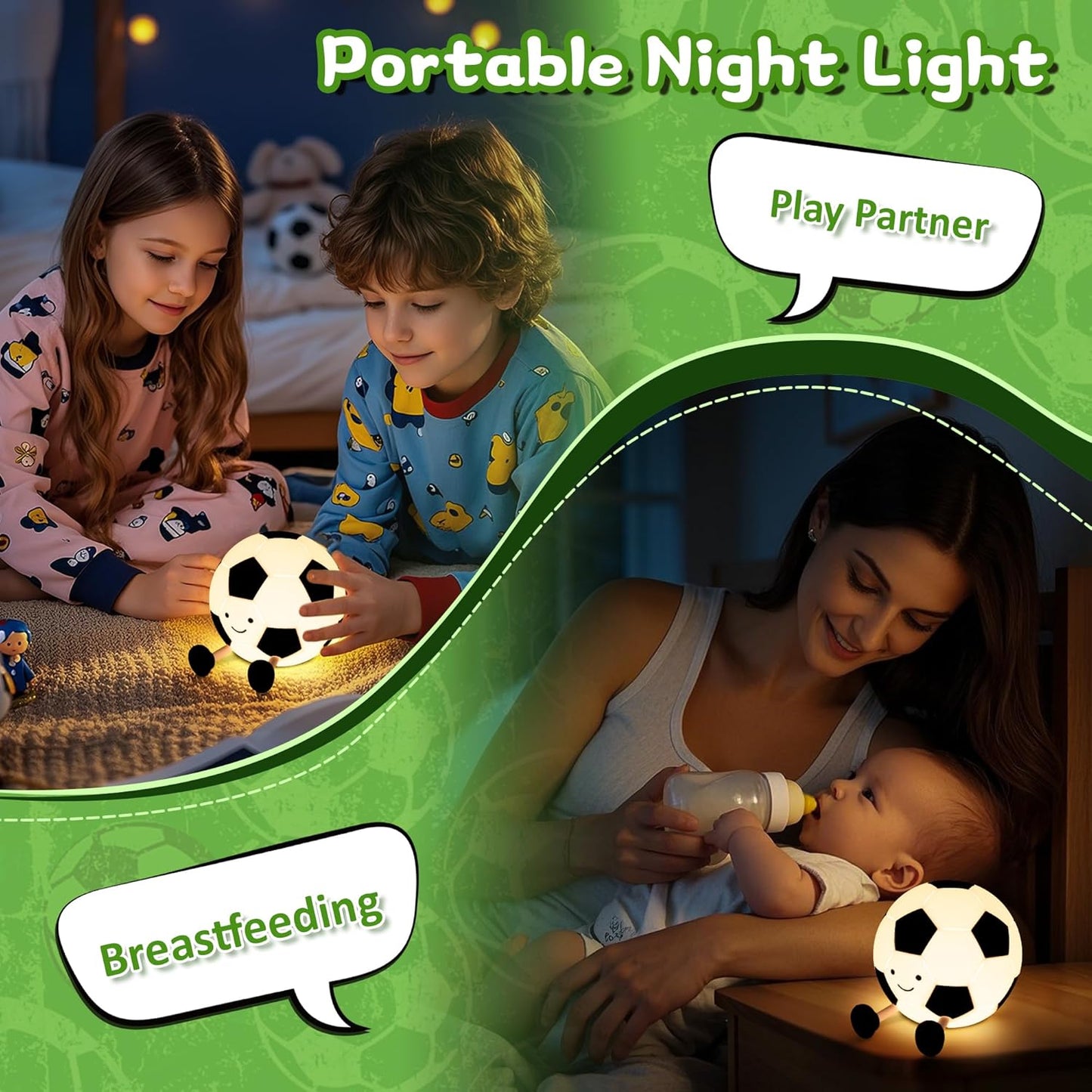 Soccer Night Light for Boy, Light up Soft Silicone LED Football Lamp, Rechargeable with Timer Dimmable, Portable Nursery Bedroom Table Decor, Gifts for Kid Teen Sport Fans Birthday Christmas