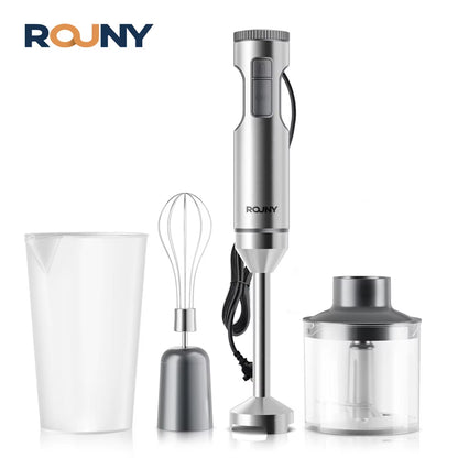 4-In-1 Hand Immersion Blender 1000W Powerful, Stainless Steel Stick Food Mixer,700Ml Mixing Beaker,500Ml Processor, Whisk