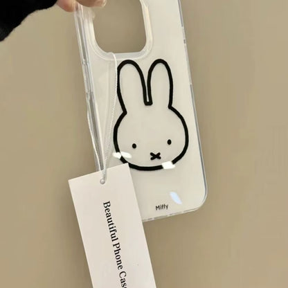 Kawaii Line  Rabbit Iphone11-16 Series Phone Cases Are Suitable for Cute White Background Iphone Phone Cases