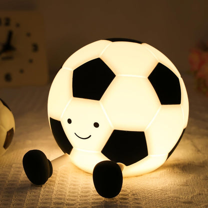 Soccer Night Light for Boy, Light up Soft Silicone LED Football Lamp, Rechargeable with Timer Dimmable, Portable Nursery Bedroom Table Decor, Gifts for Kid Teen Sport Fans Birthday Christmas