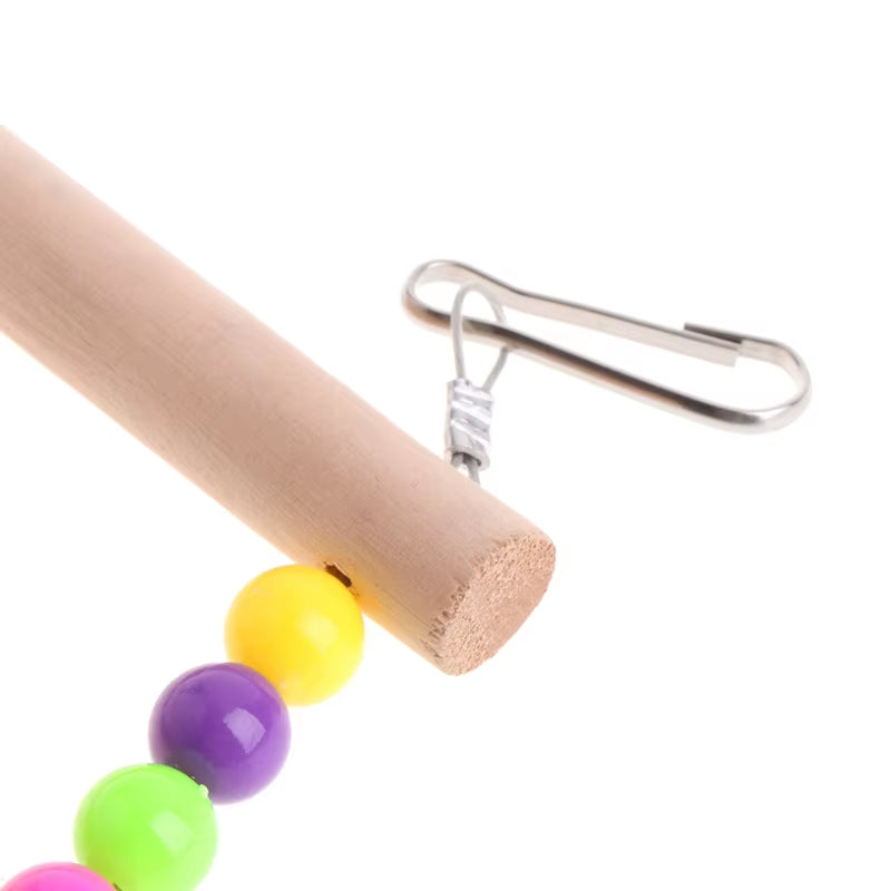 Birds Pets Parrots Ladders Climbing Toy Hanging Colorful Balls with Natural Wood Parrot Toys for Conures Parakeets Cockatiels