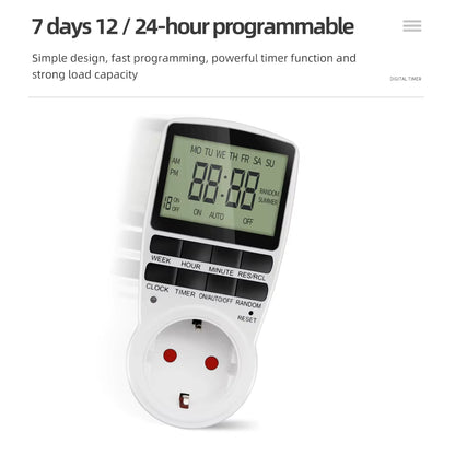 Electronic Digital Timer Switch 12/24 Hour Programmable Timing Socket 220V Kitchen Timer Outlet Time Control EU UK US AU FR Plug