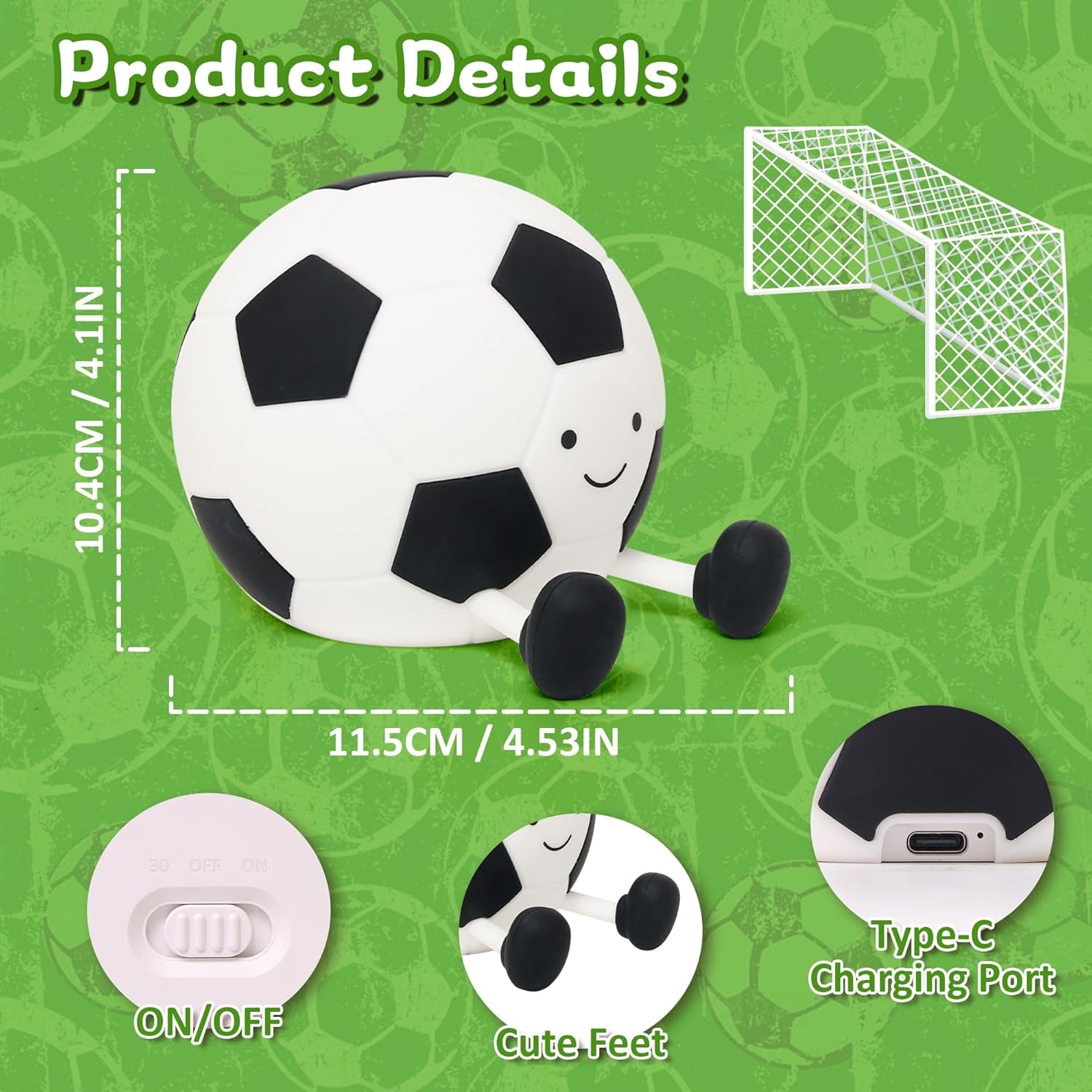 Soccer Night Light for Boy, Light up Soft Silicone LED Football Lamp, Rechargeable with Timer Dimmable, Portable Nursery Bedroom Table Decor, Gifts for Kid Teen Sport Fans Birthday Christmas