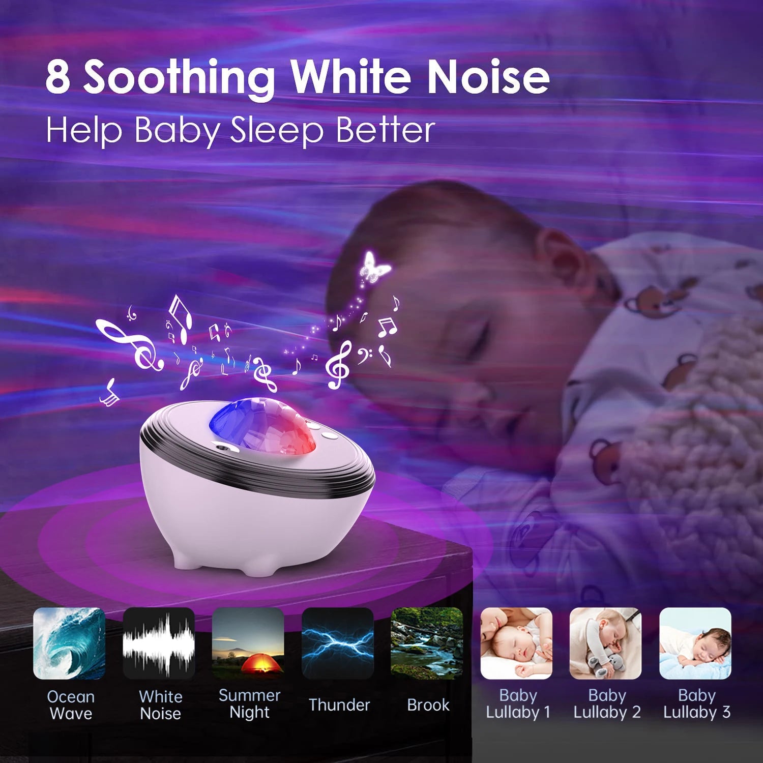 Star Projector LED Aurora Projector Bluetooth Speaker Night Light White Noise Galaxy Projector for Bedroom Kids Decoration Home